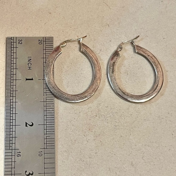 VTG 925 Sterling Silver Hoop Earrings Round - Picture 5 of 8